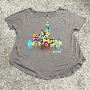 Dineyland Pixar Fest 2018 Graphic T-Shirt Womens Large Gray Short Sleeve Tee